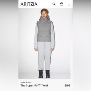 Aritzia Super Puff Vest (Like New) Grey Gunmetal